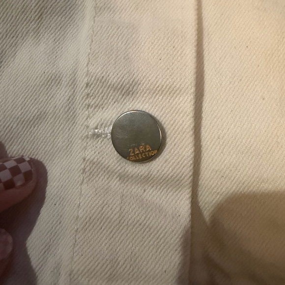 Zara Unisex Kids Cream Preppy Denim Jacket Size 4-5 - Picture 3 of 4